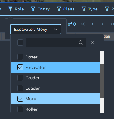 Applying filters through the standard dropdown