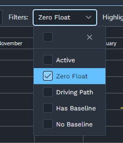 Filtering the Gantt to only show zero-float tasks