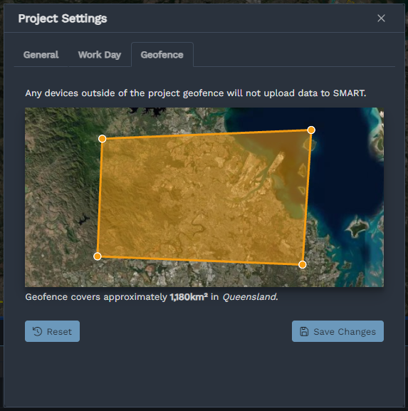 Editing the geofence for a project
