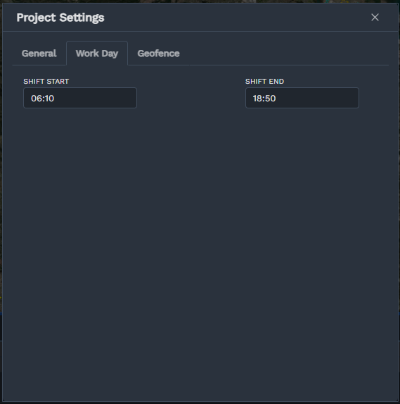 Adjusting shift times for a project