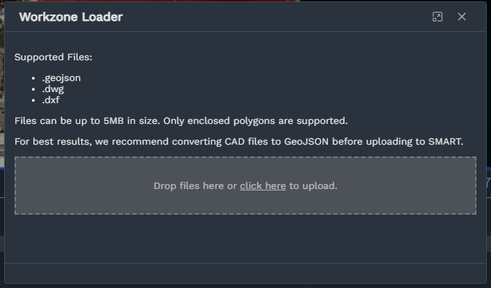 Uploading a workzone file