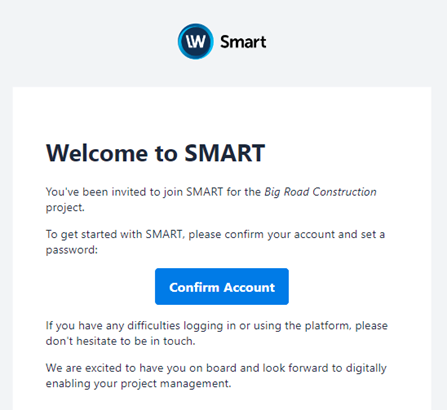 An example of the Welcome to SMART email