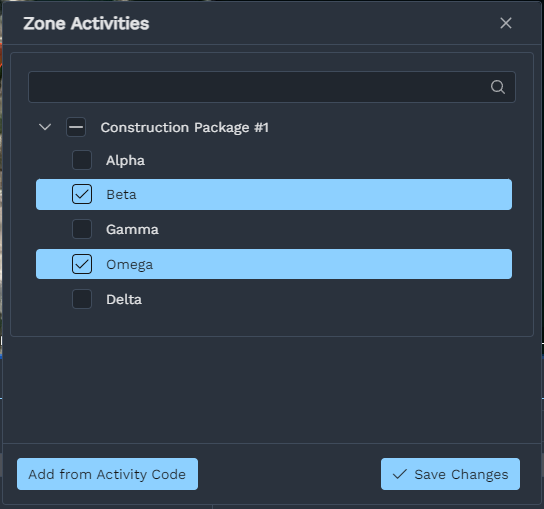 Assigning activities to a work zone